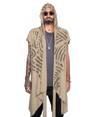 UNISEX SAND TRIBE Kimono Vest In Sand