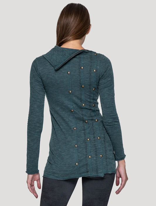 SERIAL Long Sleeves Mini Dress In Teal