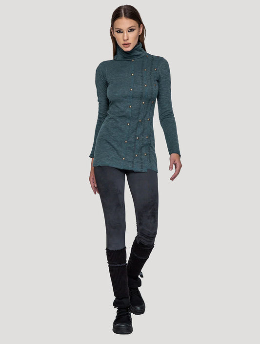 SERIAL Long Sleeves Mini Dress In Teal