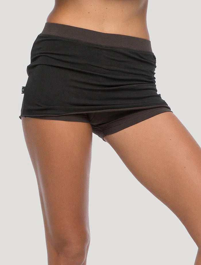 SKIRTED Mini Shorts In Olive Noir/Black