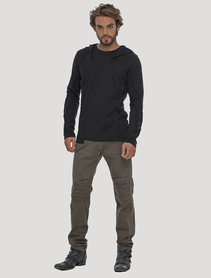 SLIT Hooded Jumper In Black
