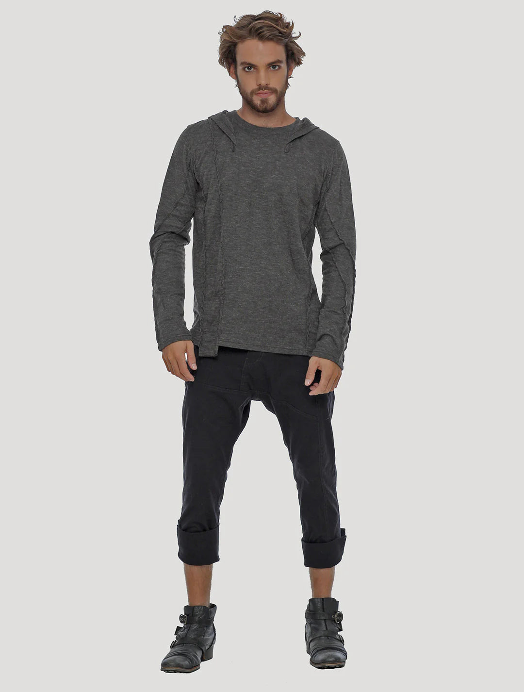 SLIT Hooded Jumper In Charocal