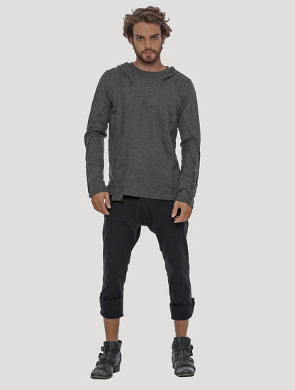 SLIT Hooded Jumper In Charocal