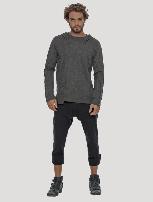 SLIT Hooded Jumper In Charocal