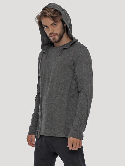 SLIT Hooded Jumper In Charocal