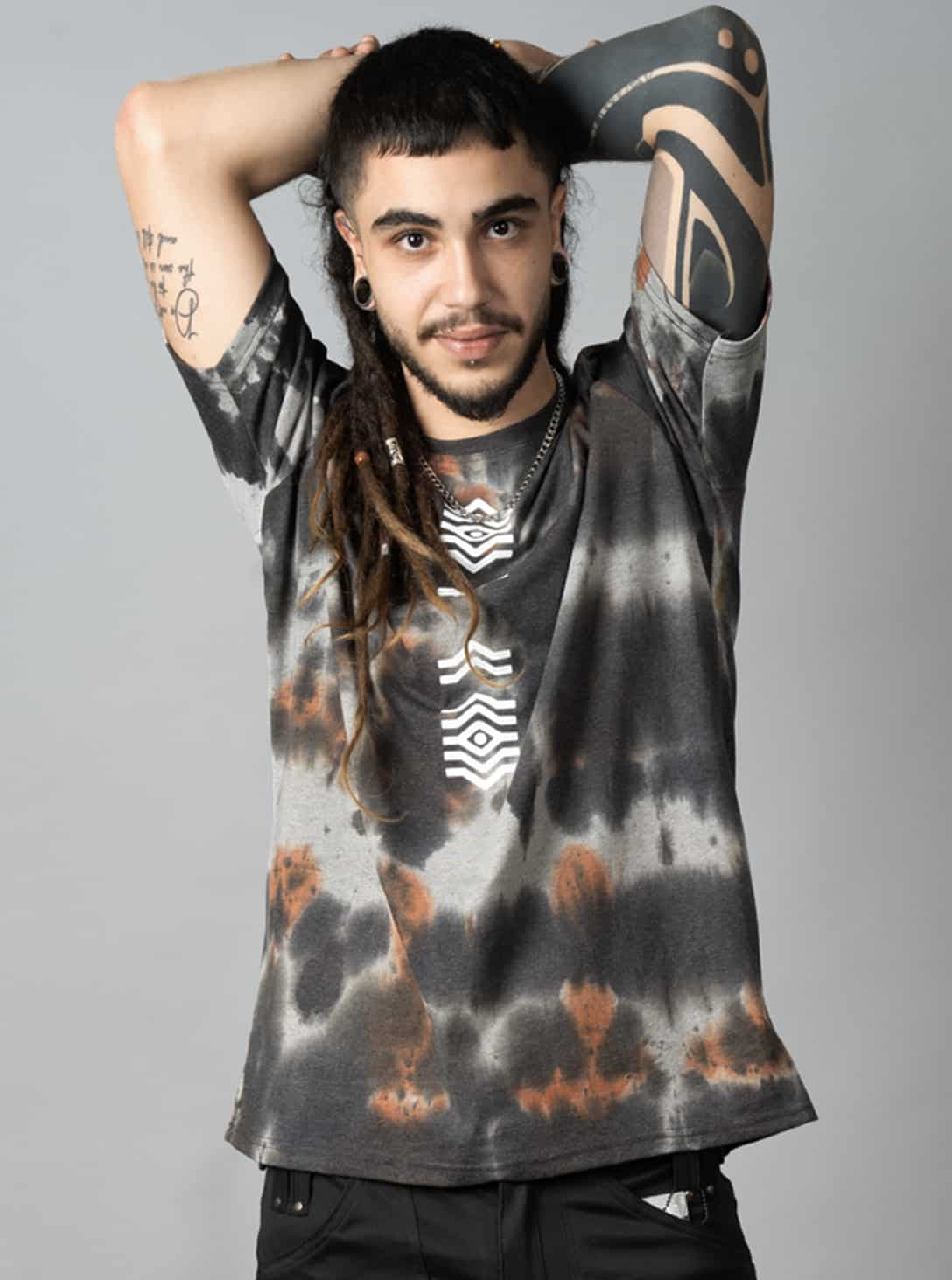 SOLOS T-Shirt In Rust Grey Tie-Dye
