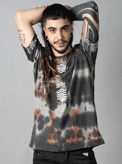 SOLOS T-Shirt In Rust Grey Tie-Dye