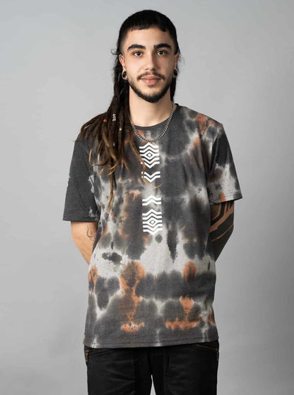 SOLOS T-Shirt In Rust Grey Tie-Dye