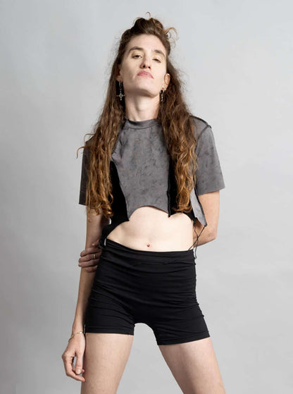 SONIC Crop Top In Galaxy Grey Stitch