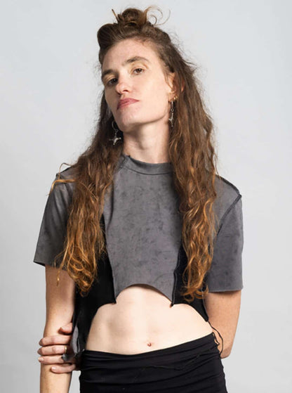 SONIC Crop Top In Galaxy Grey Stitch