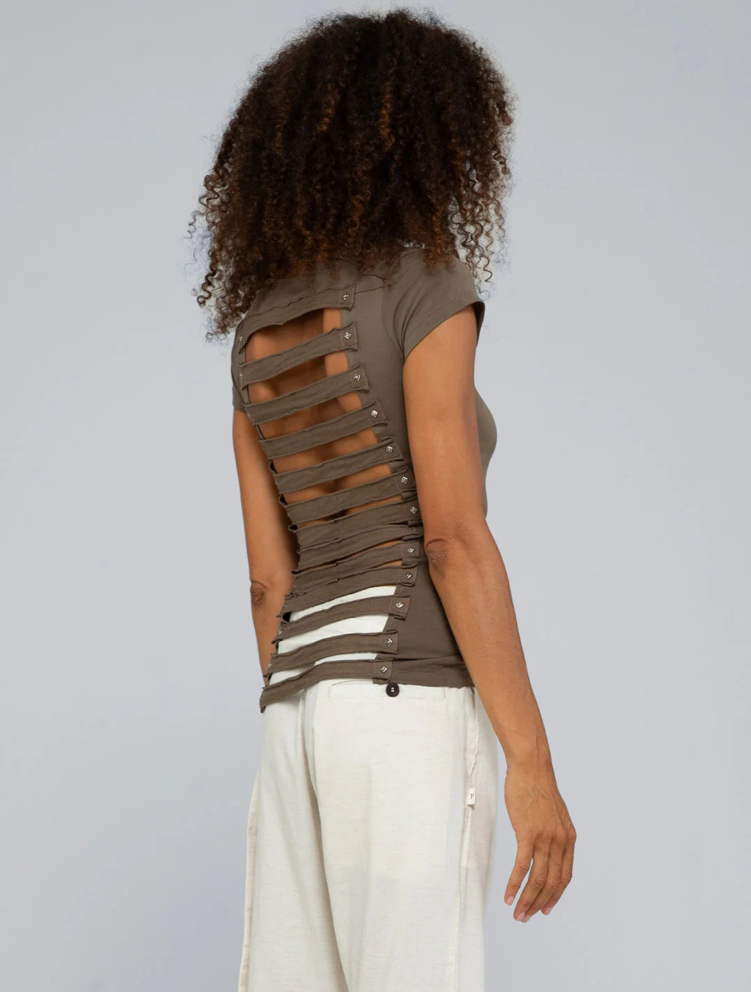 SLASHED OPEN BACK Top In Cement