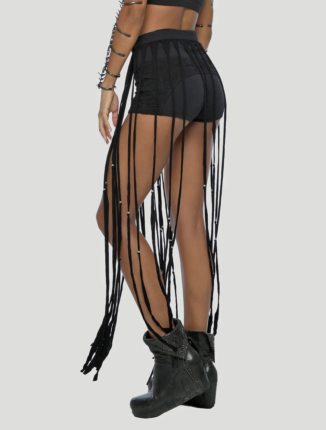 SPLICE Fringe Belt In Black