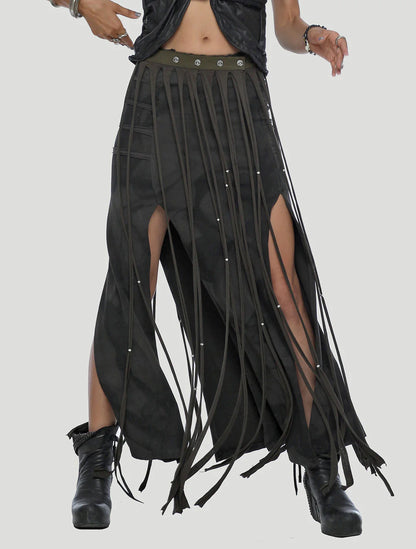SPLICE Fringe Belt In Olive