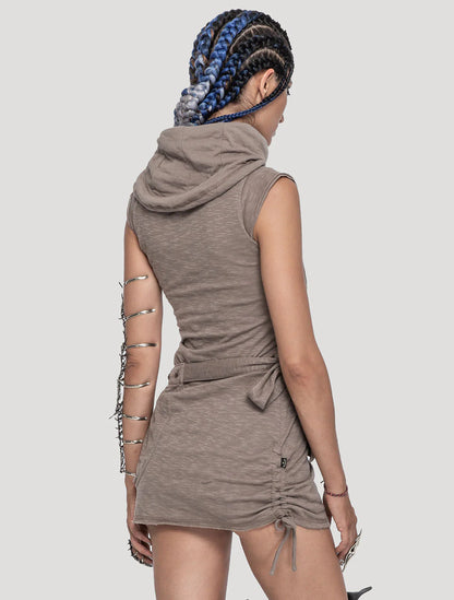 SOBA Short Sleeves Mini Dress In Pearl Grey