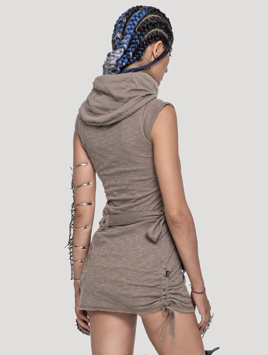 SOBA Short Sleeves Mini Dress In Pearl Grey