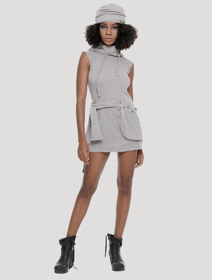 SOBA Short Sleeveless Mini Dress In Pearl