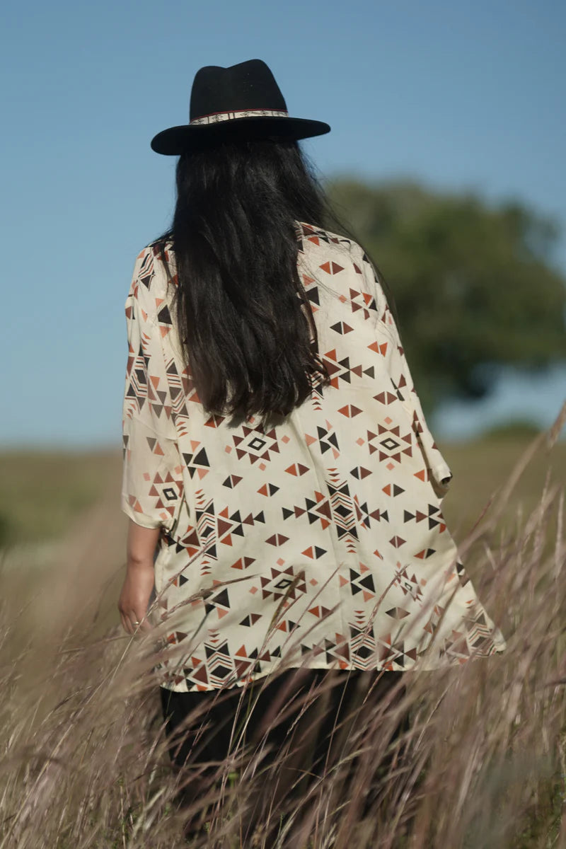 RETRO Print Short Kimono