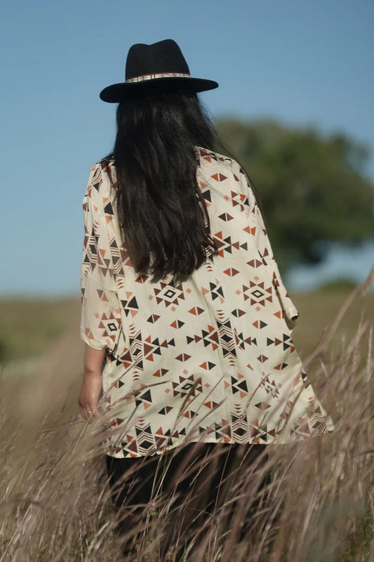 RETRO Print Short Kimono