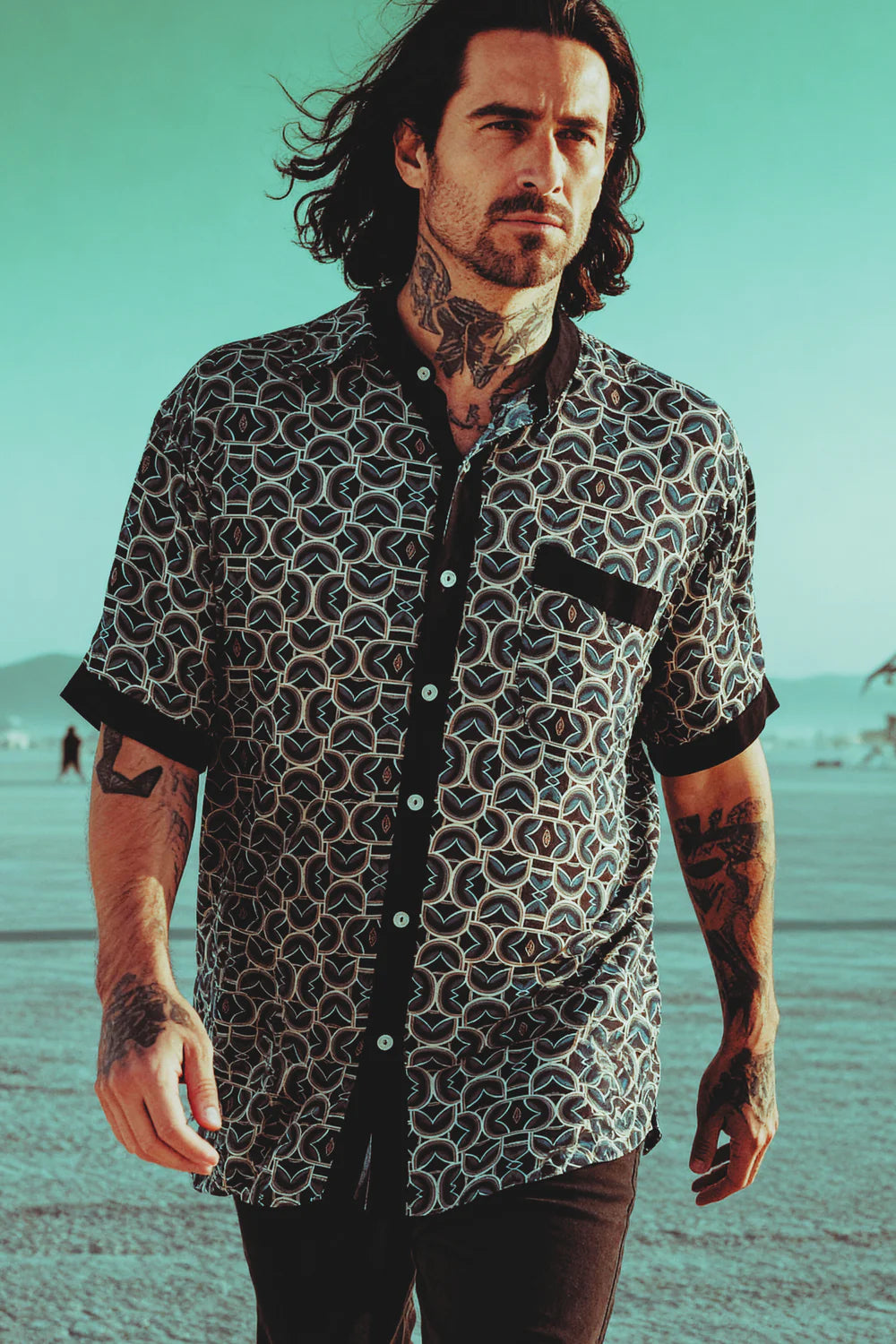 LOOPED Print Unisex Button Tunic