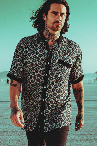 LOOPED Print Unisex Button Tunic
