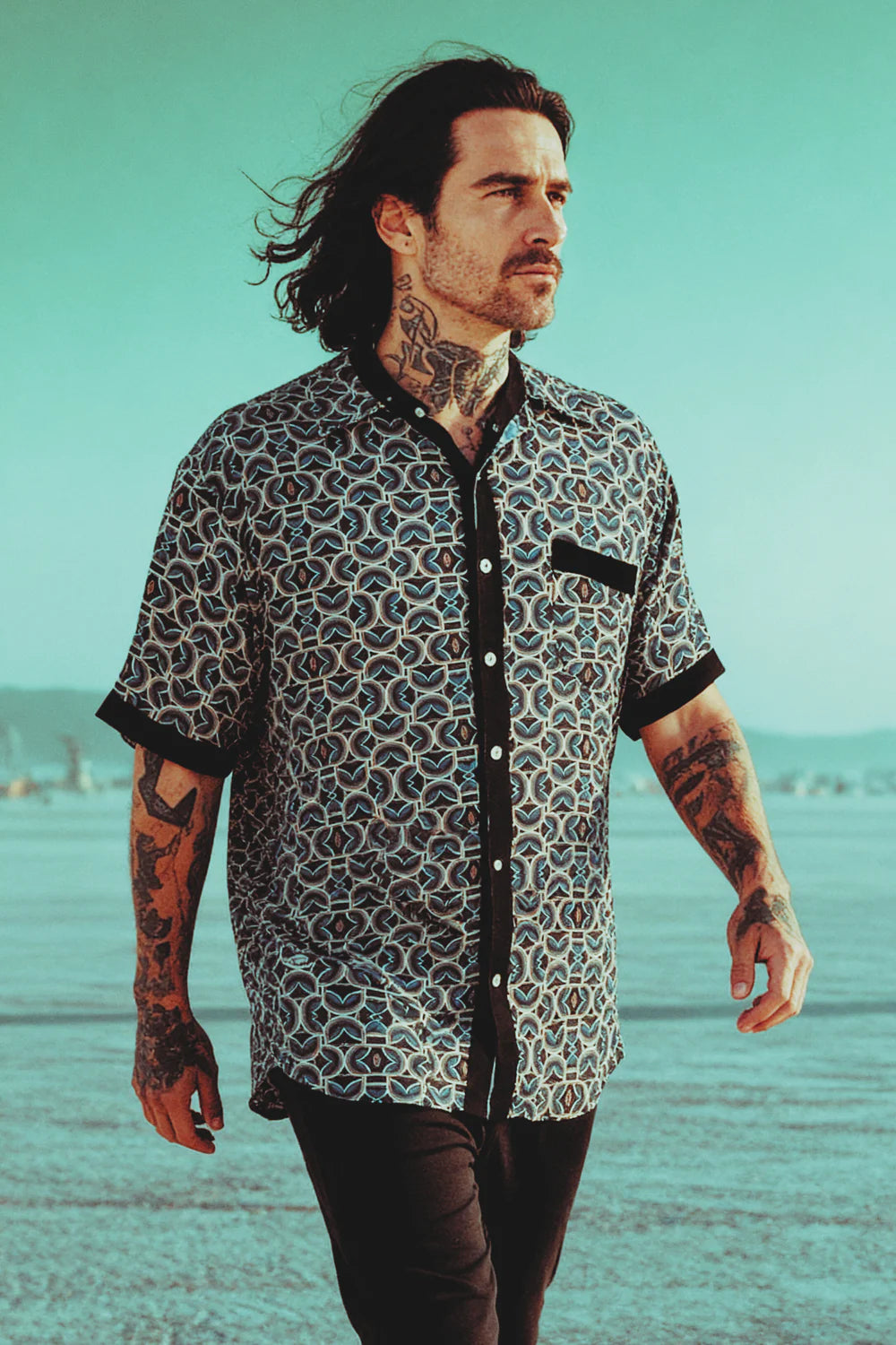 LOOPED Print Unisex Button Tunic