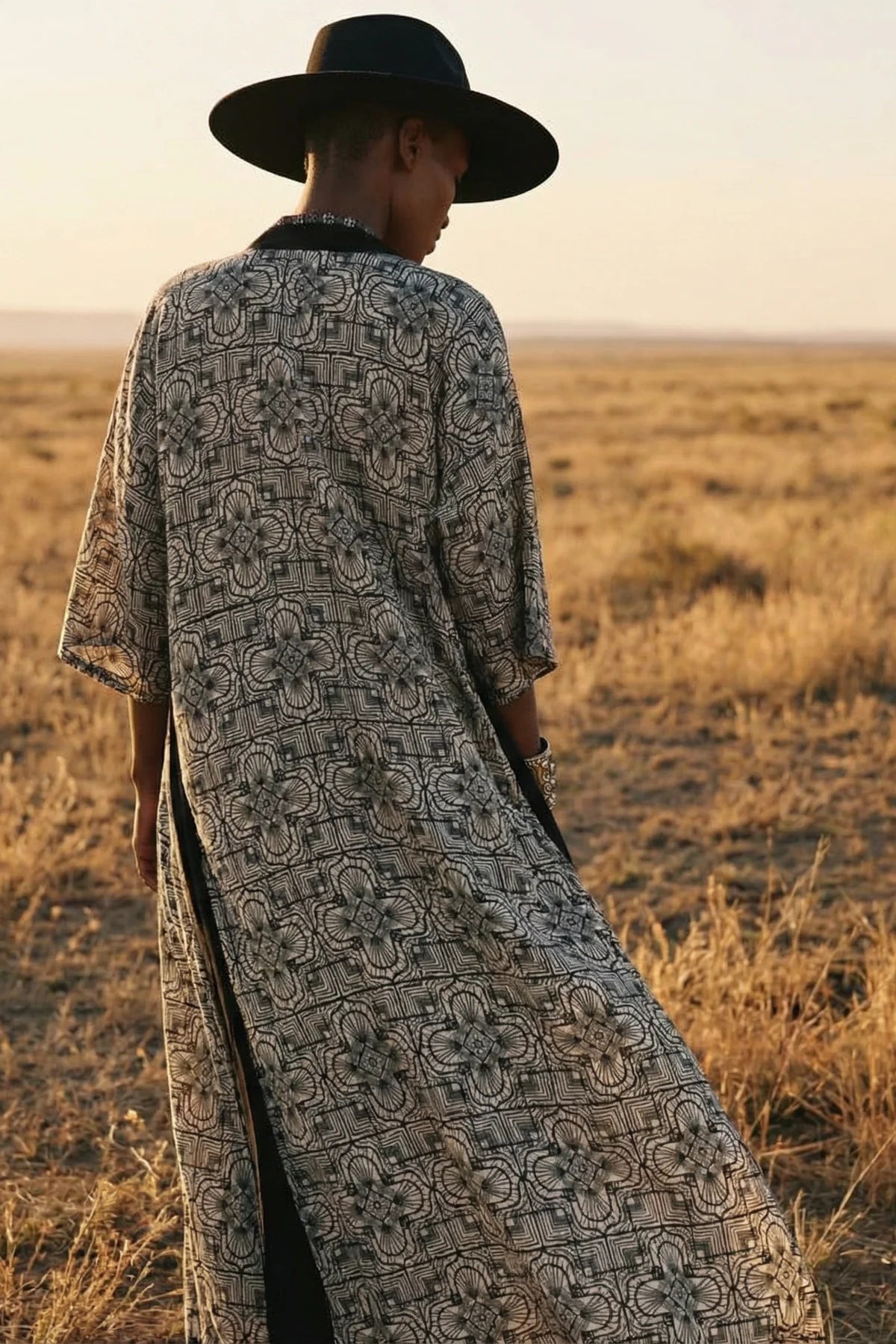 MANDALA PRINT LONG KIMONO