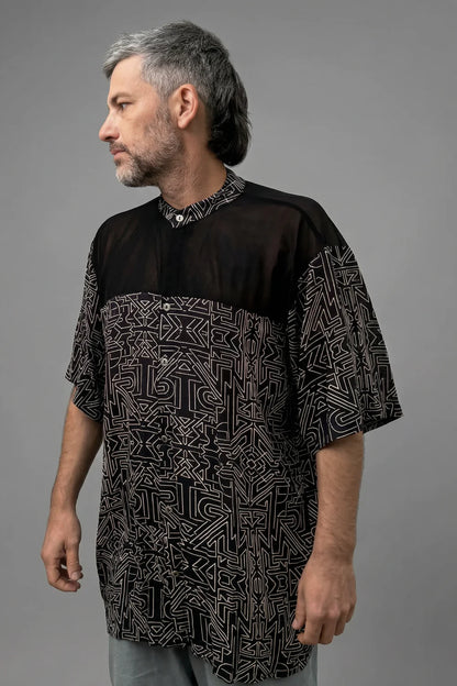 TRIBAL MAZE Unisex Button Tunic