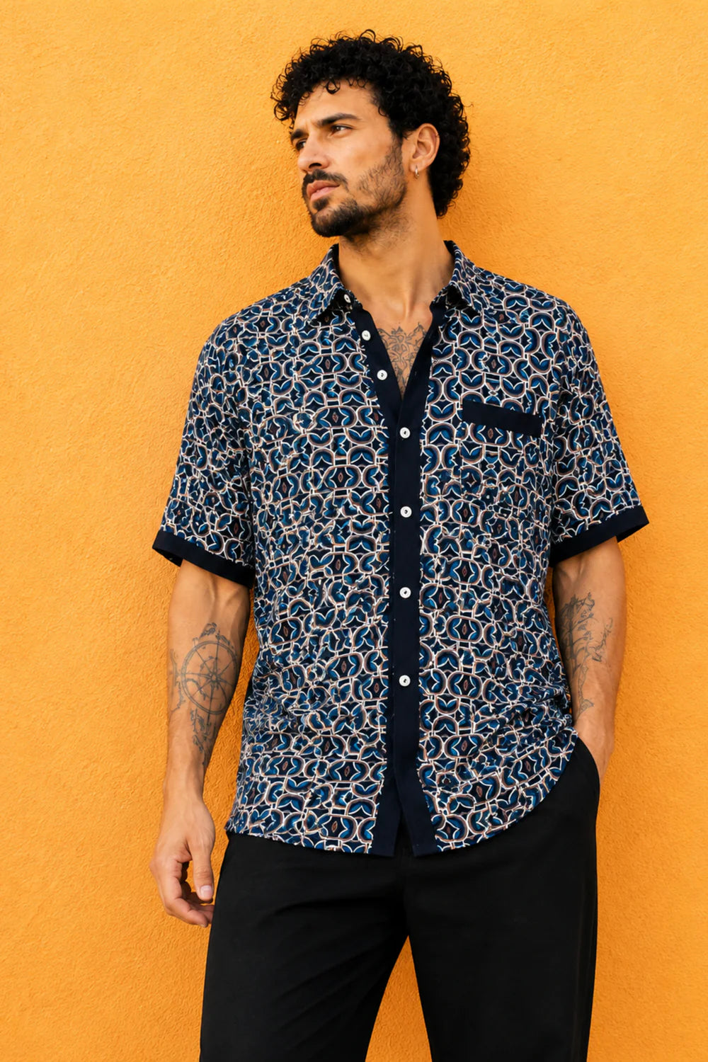 LOOPED Print Unisex Button Tunic