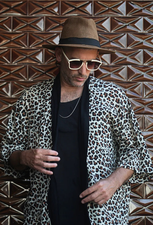 UNISEX LEOPARD Short Kimono