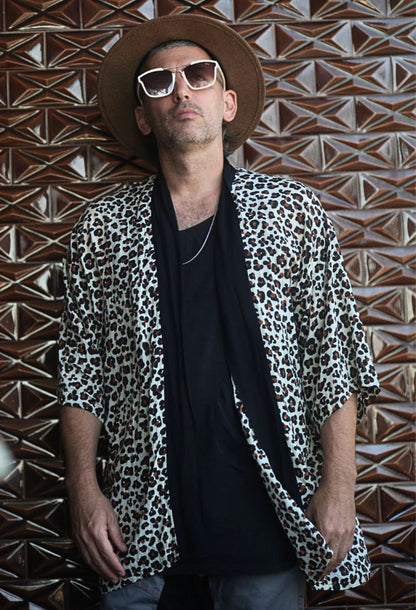 UNISEX LEOPARD Short Kimono
