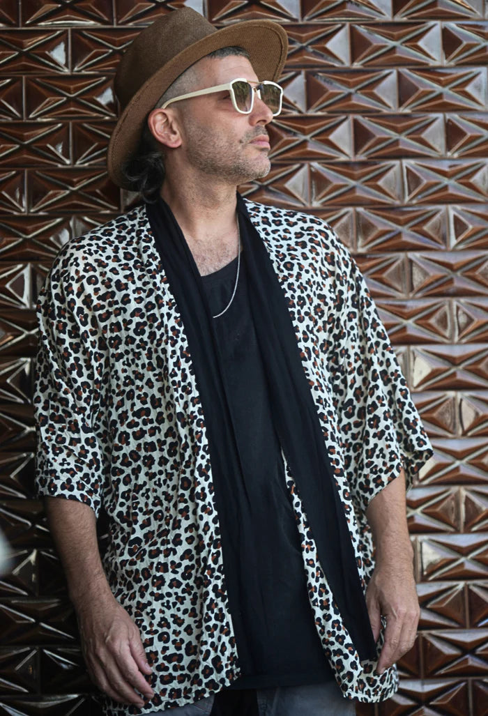 UNISEX LEOPARD Short Kimono
