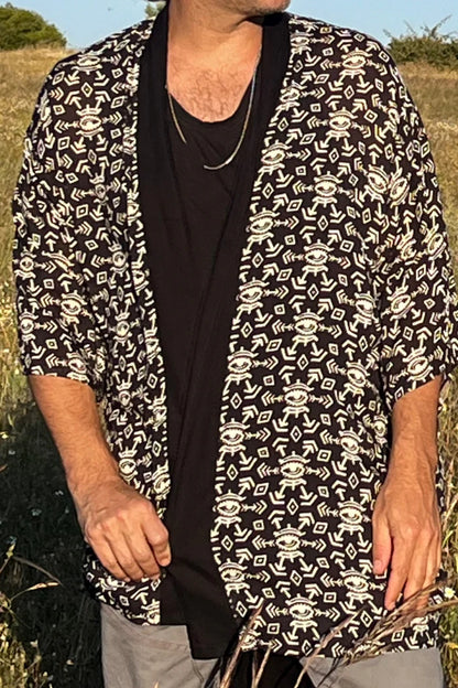 UNISEX FALUJA Print Short Kimono