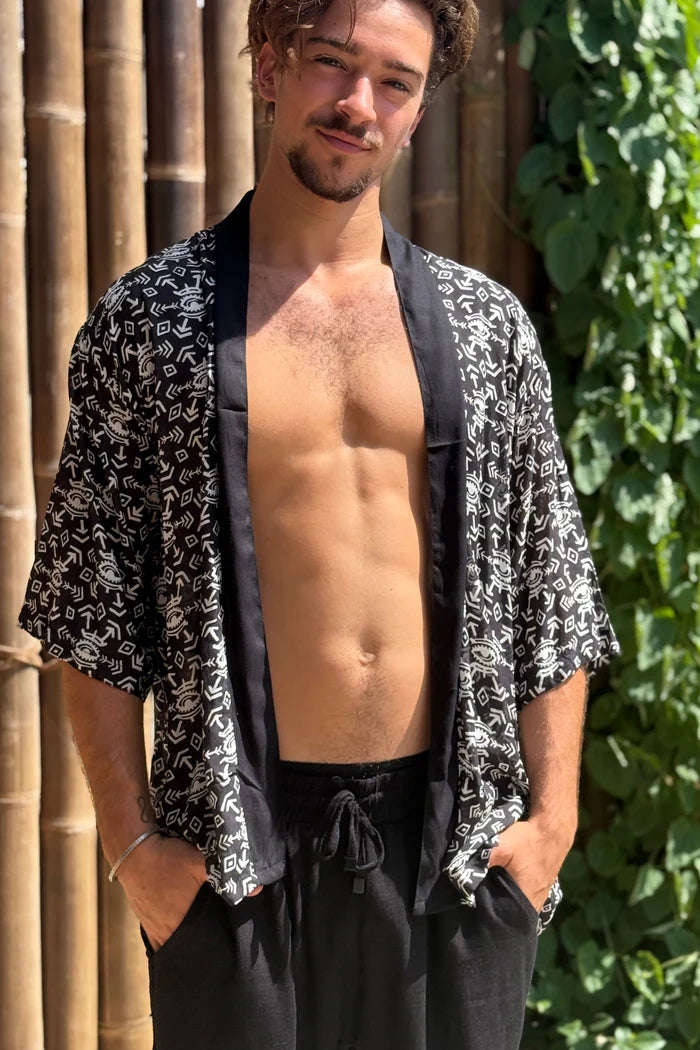 UNISEX FALUJA Print Short Kimono