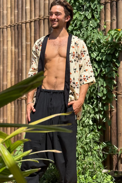 TRIANGLE Print UNISEX Short Kimono