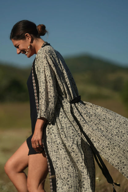 MANDALA PRINT LONG KIMONO