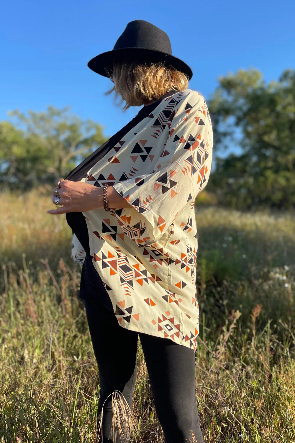 TRIANGLE WO Short Kimono