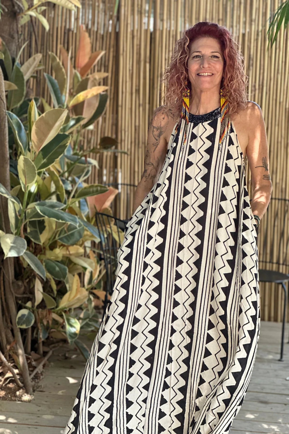 NINA Maxi Dress In Black & White Print