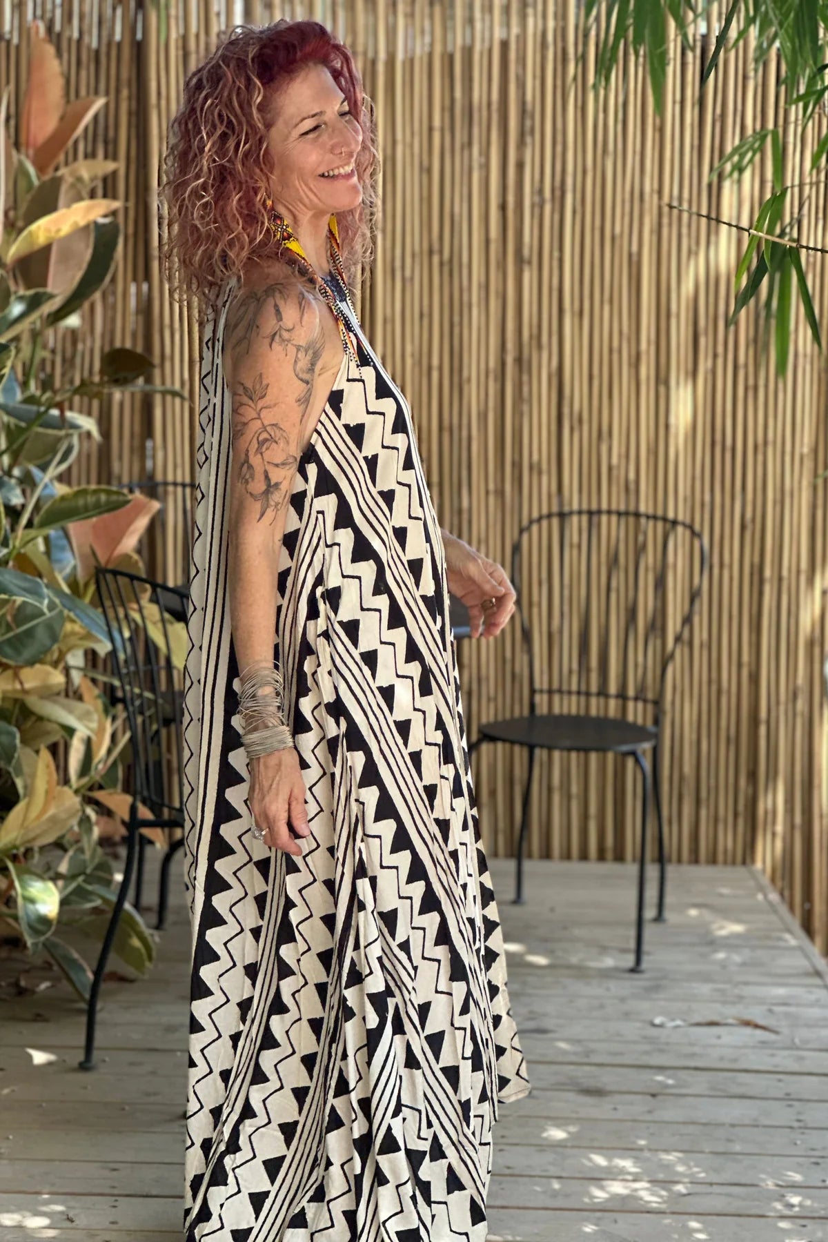 NINA Maxi Dress In Black & White Print