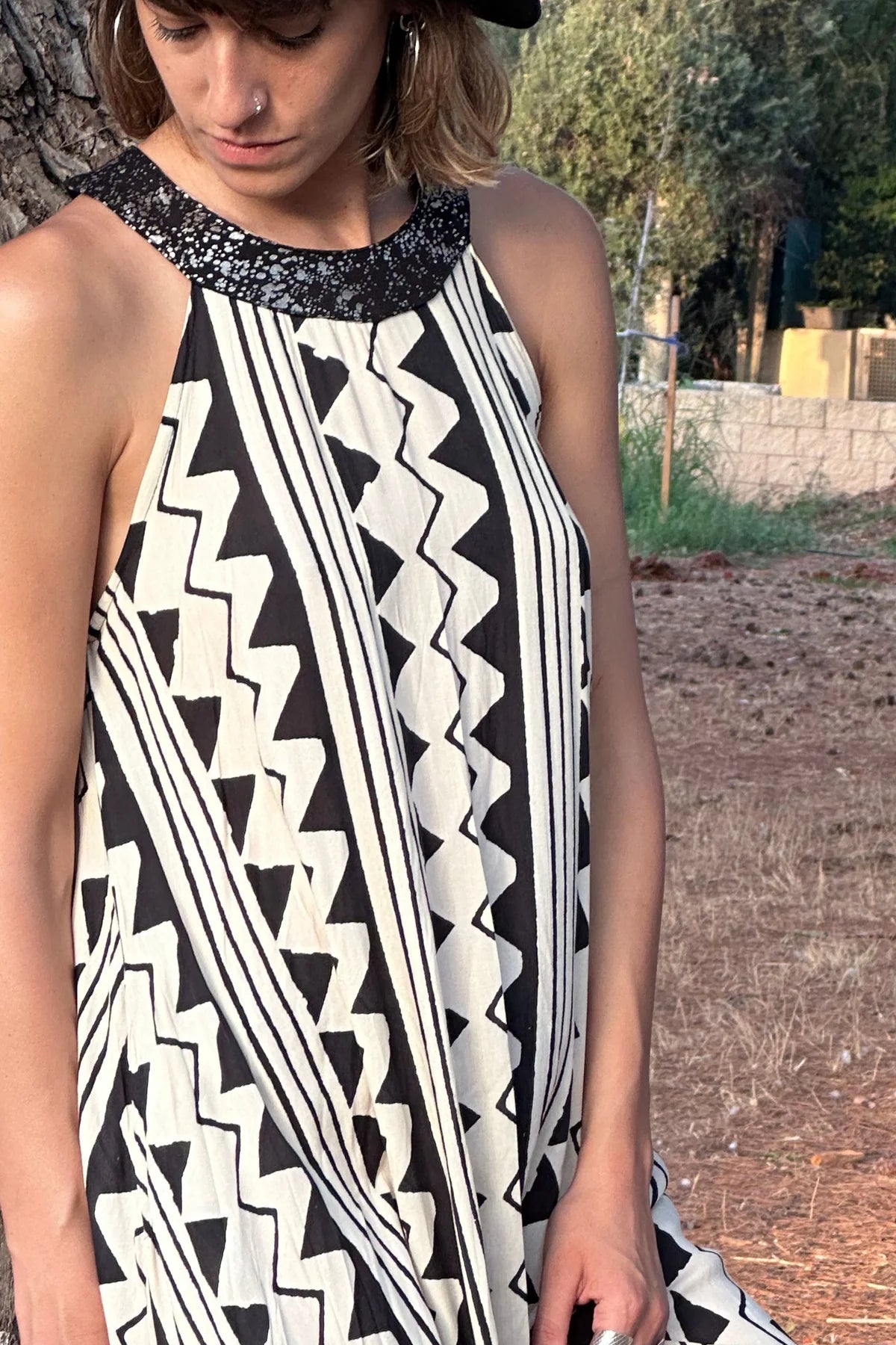 NINA Maxi Dress In Black & White Print