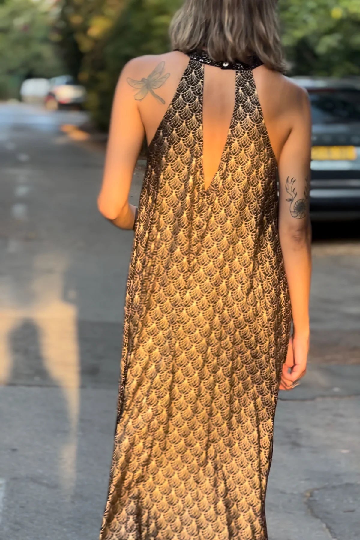NINA Maxi Dress In Gold Print