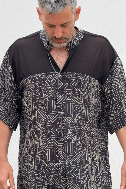 TRIBAL MAZE Unisex Button Tunic