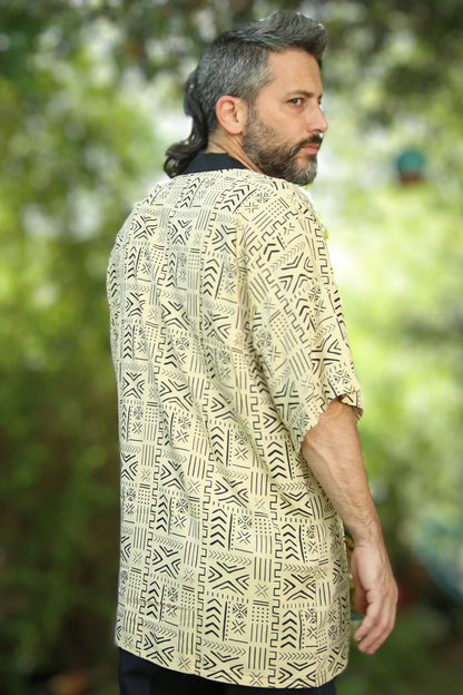 BUTTON UNISEX TUNIC Black & White Print