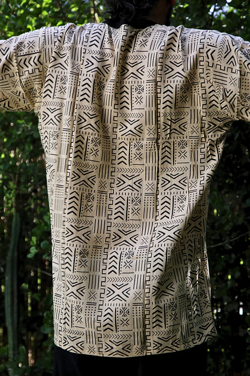 BUTTON UNISEX TUNIC Black & White Print