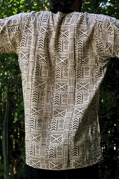 BUTTON UNISEX TUNIC Black & White Print