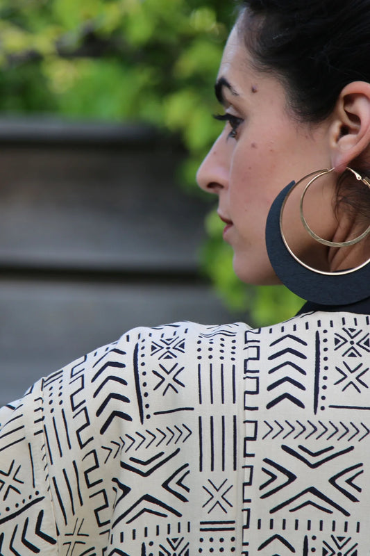 BUTTON UNISEX TUNIC Black & White Print