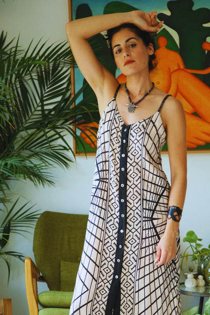 NIKA Maxi Dress In Black & White Print