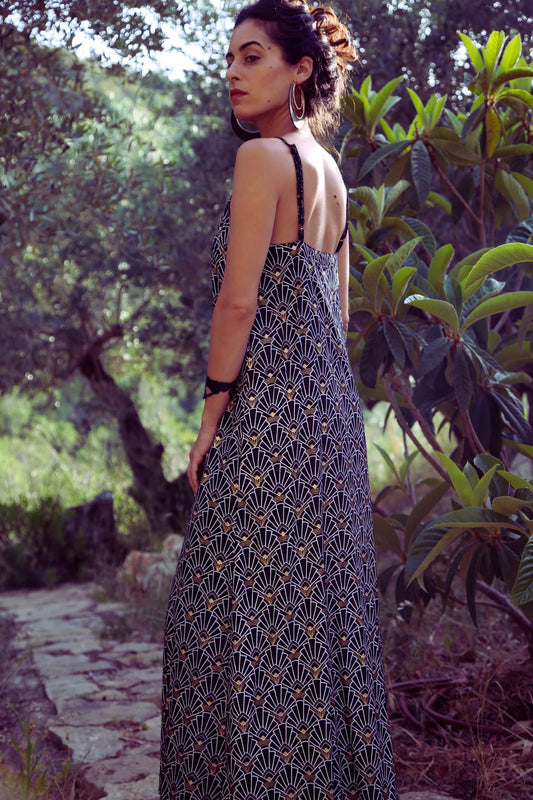 NIKA Maxi Dress In Gold Print