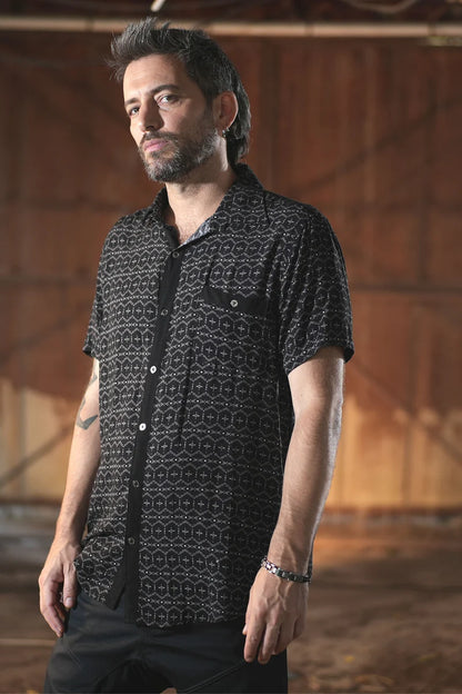 HYPER TRIBAL Button Short Sleeve Shirt