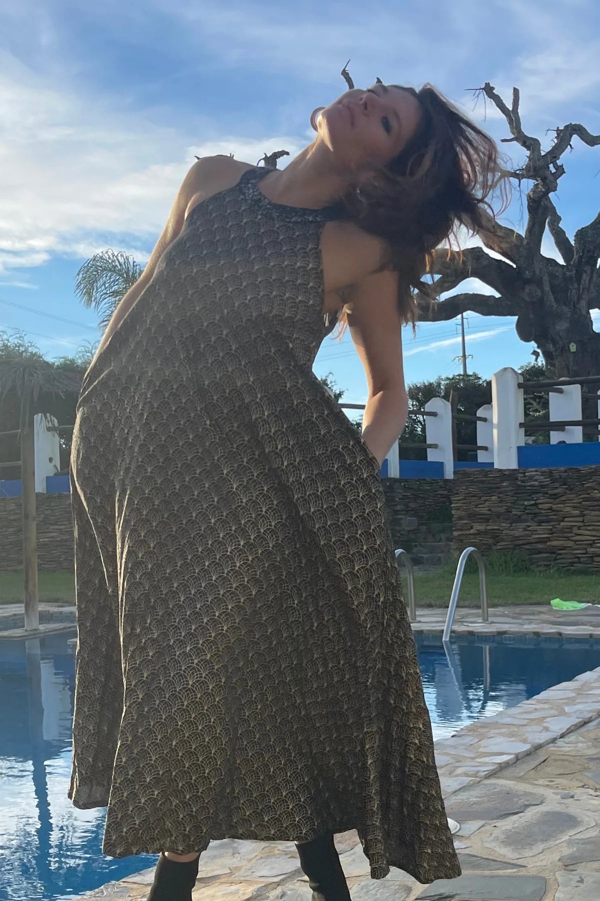 NINA Maxi Dress In Gold Print