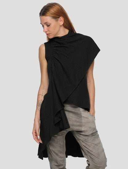 VIRGO Draped Tunic In Black